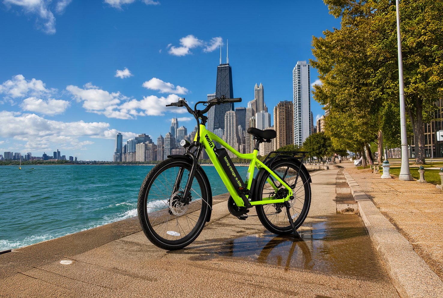 Whizz Storm-2 e-bike on the Chicago lakefront
